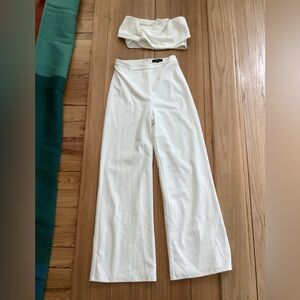 Lulu White Women's Pants and Strapless Crop Top Set size M